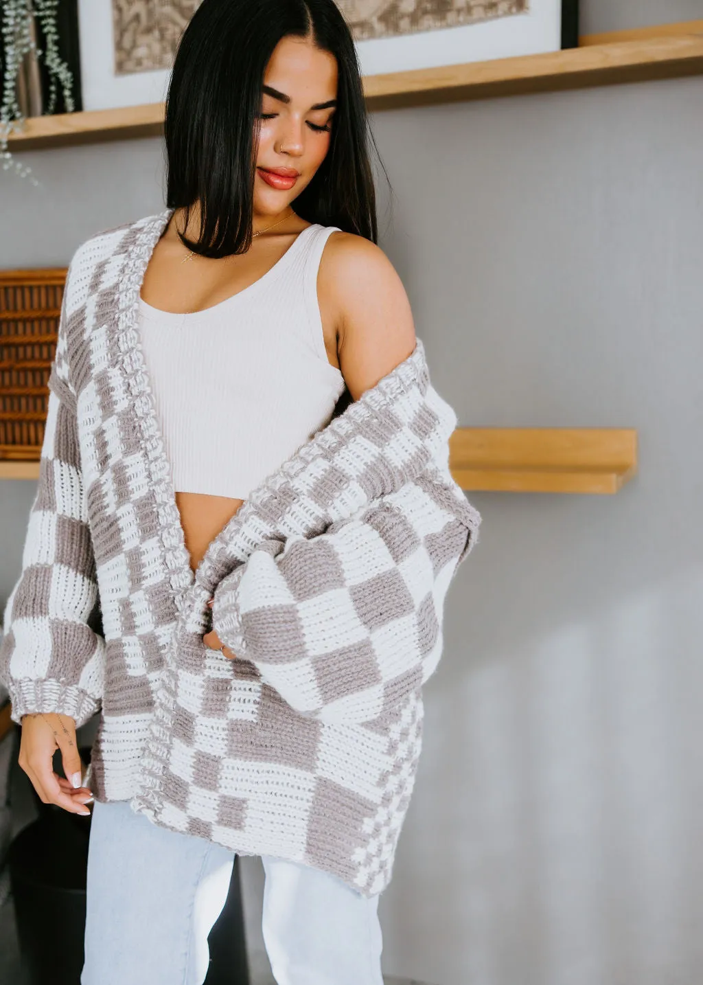 Noelee Checkered Cardigan