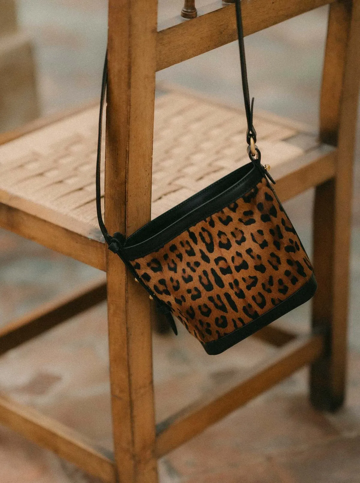 ODP Hair And Leather Mini Bucket Bag - Leopard-print