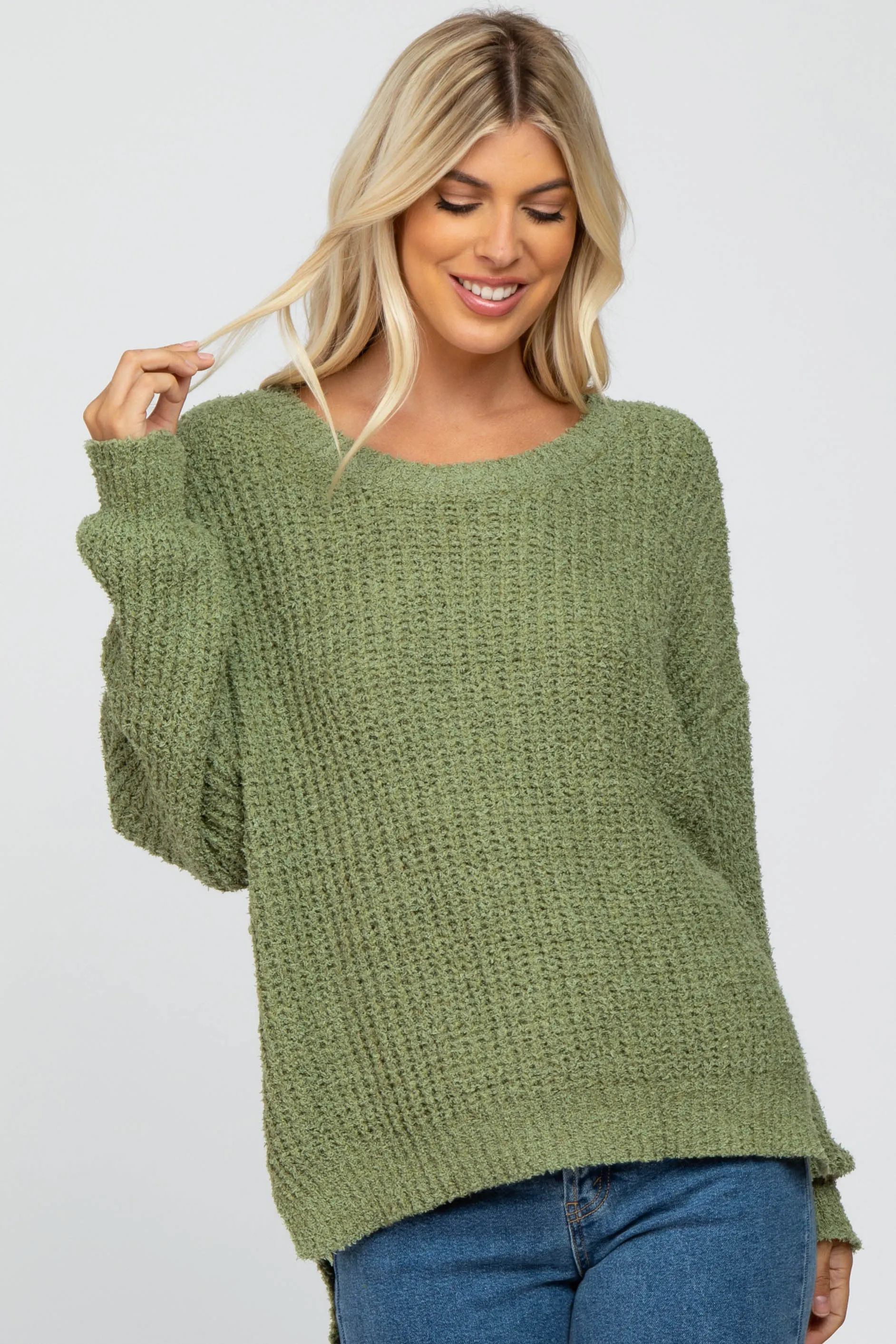 Olive Dropped Shoulder Sweater