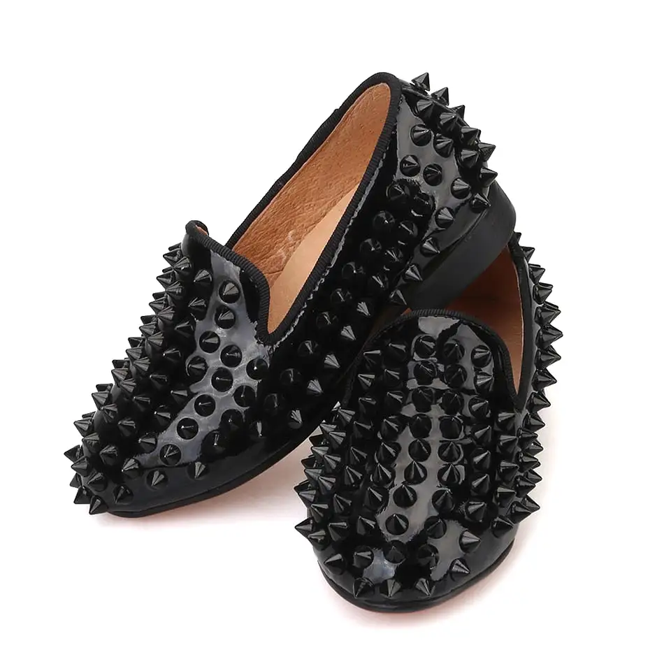 OneDrop Children Handmade Party Wedding And Prom Kid Spikes Loafers Red Bottom