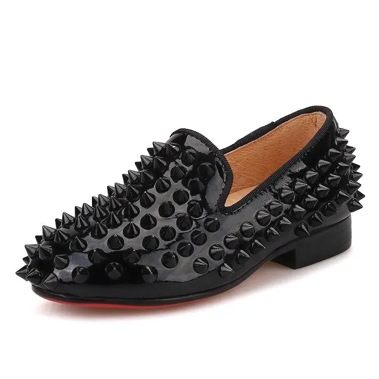 OneDrop Children Handmade Party Wedding And Prom Kid Spikes Loafers Red Bottom