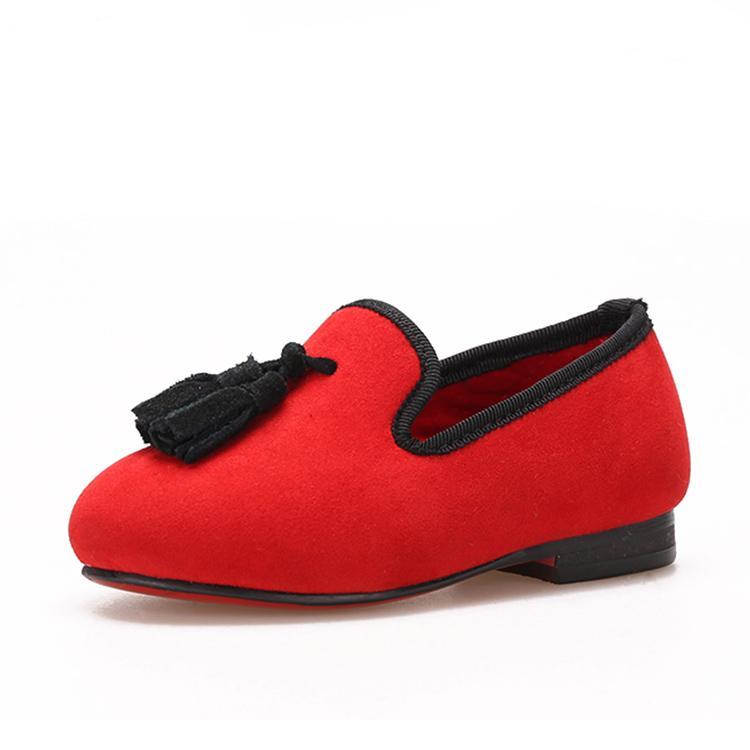 OneDrop Children Velvet Kid Handmade Red Bottom Wedding Party And Prom Loafers