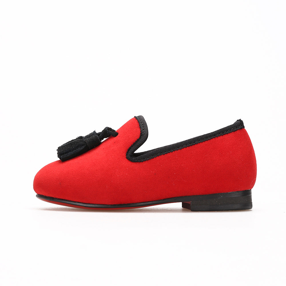 OneDrop Children Velvet Kid Handmade Red Bottom Wedding Party And Prom Loafers