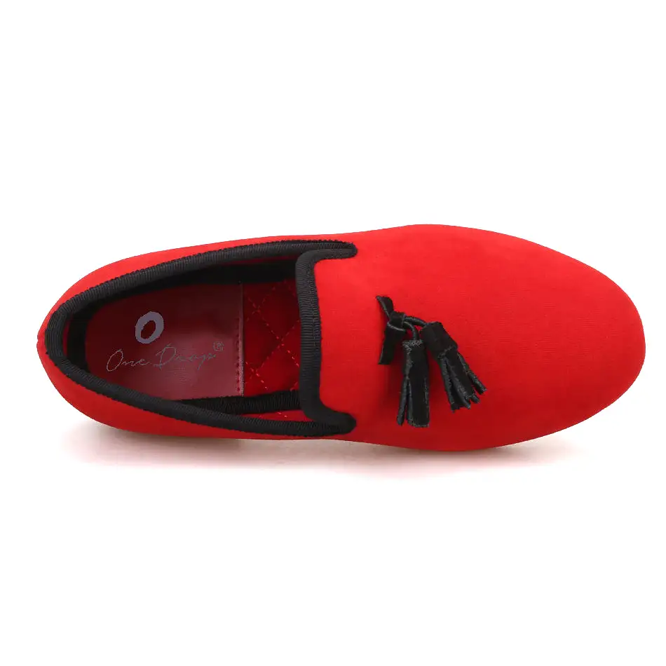 OneDrop Children Velvet Kid Handmade Red Bottom Wedding Party And Prom Loafers