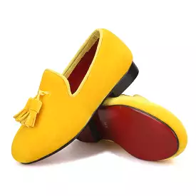 OneDrop Kid Handmade Children Velvet Party Prom And Wedding Red Bottom Loafers