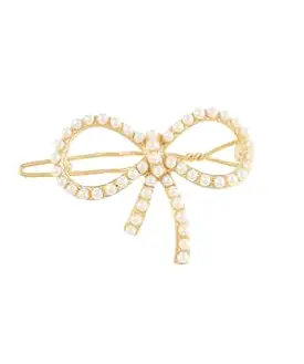 Pearl Bow Hairpin - Cream/Gold