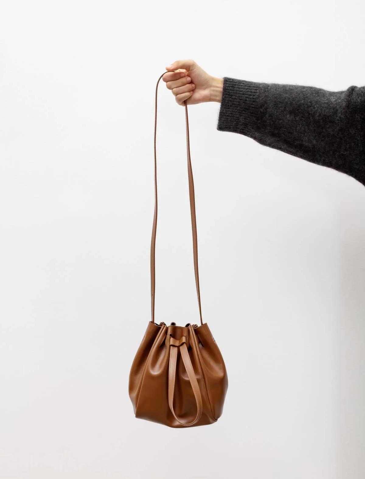 Pleated Bucket Bag - Africa Brown