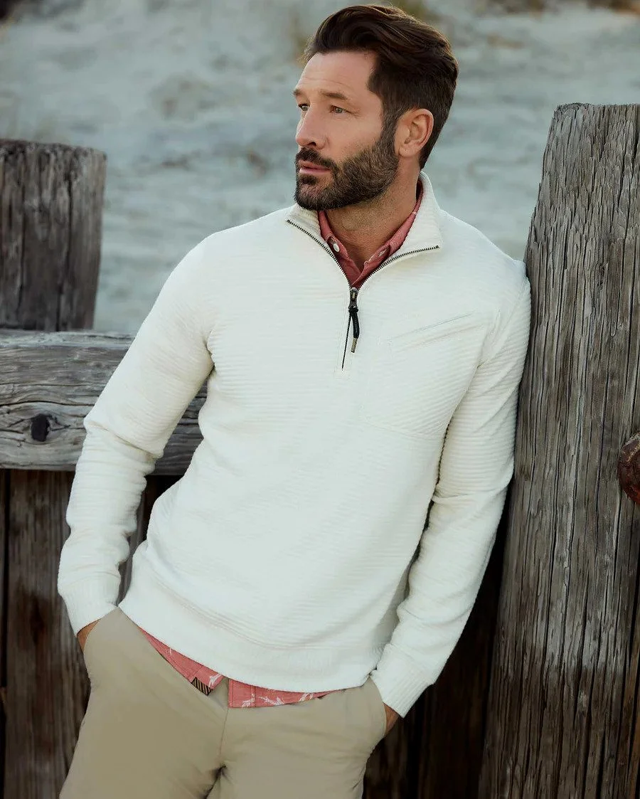 Quilted Half Zip Sweater