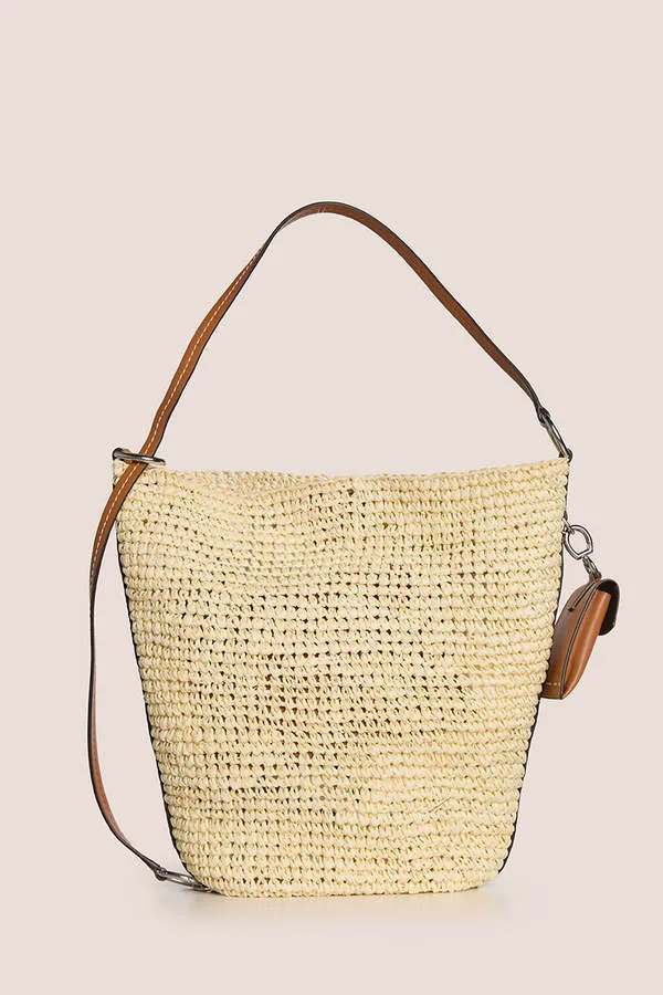 Raffia Bucket Bag - Light Beige