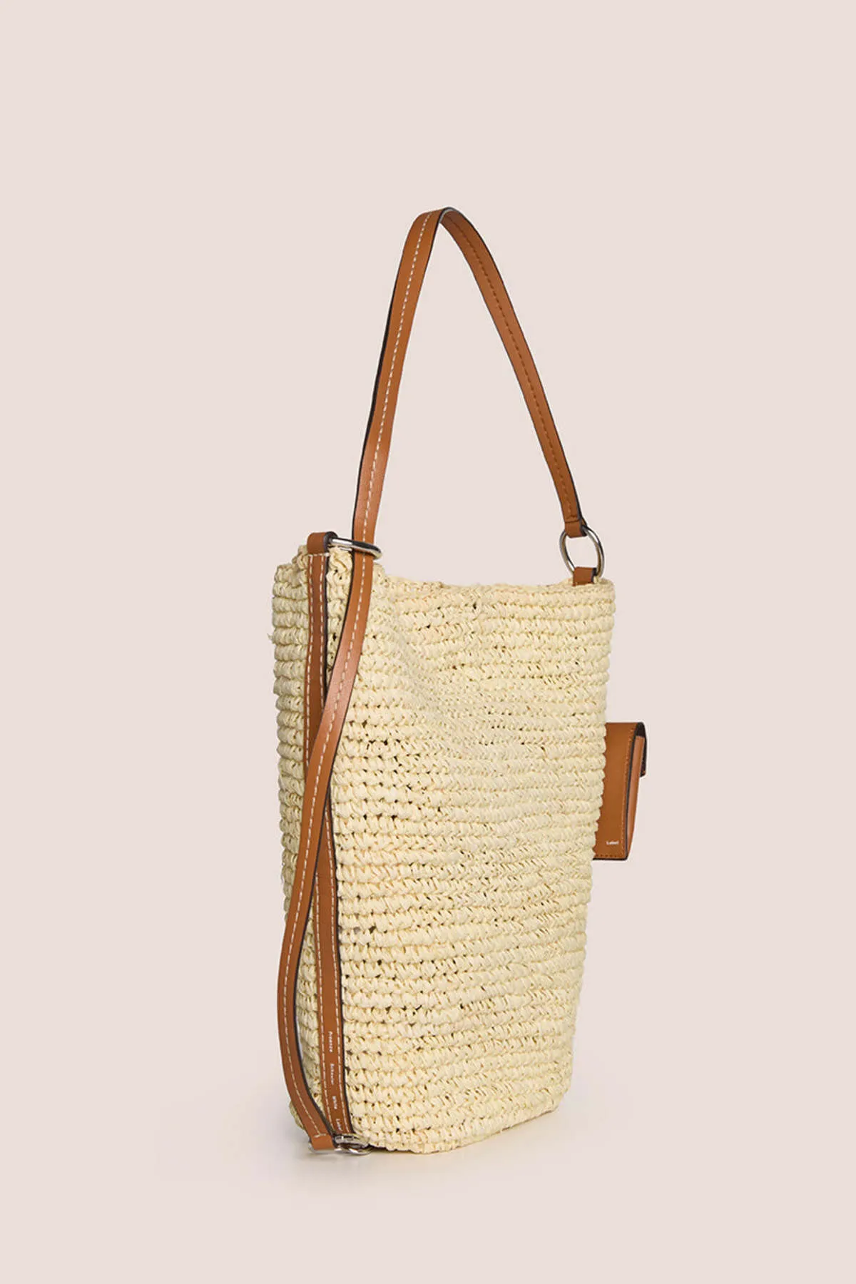 Raffia Bucket Bag - Light Beige