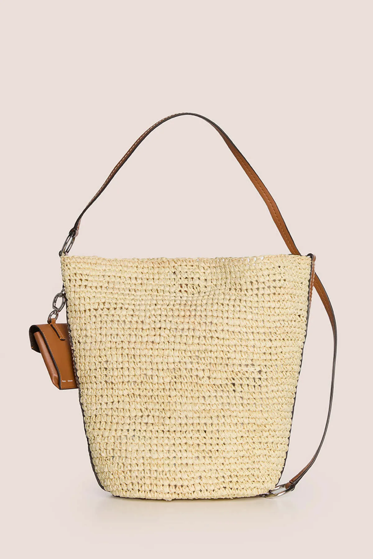 Raffia Bucket Bag - Light Beige