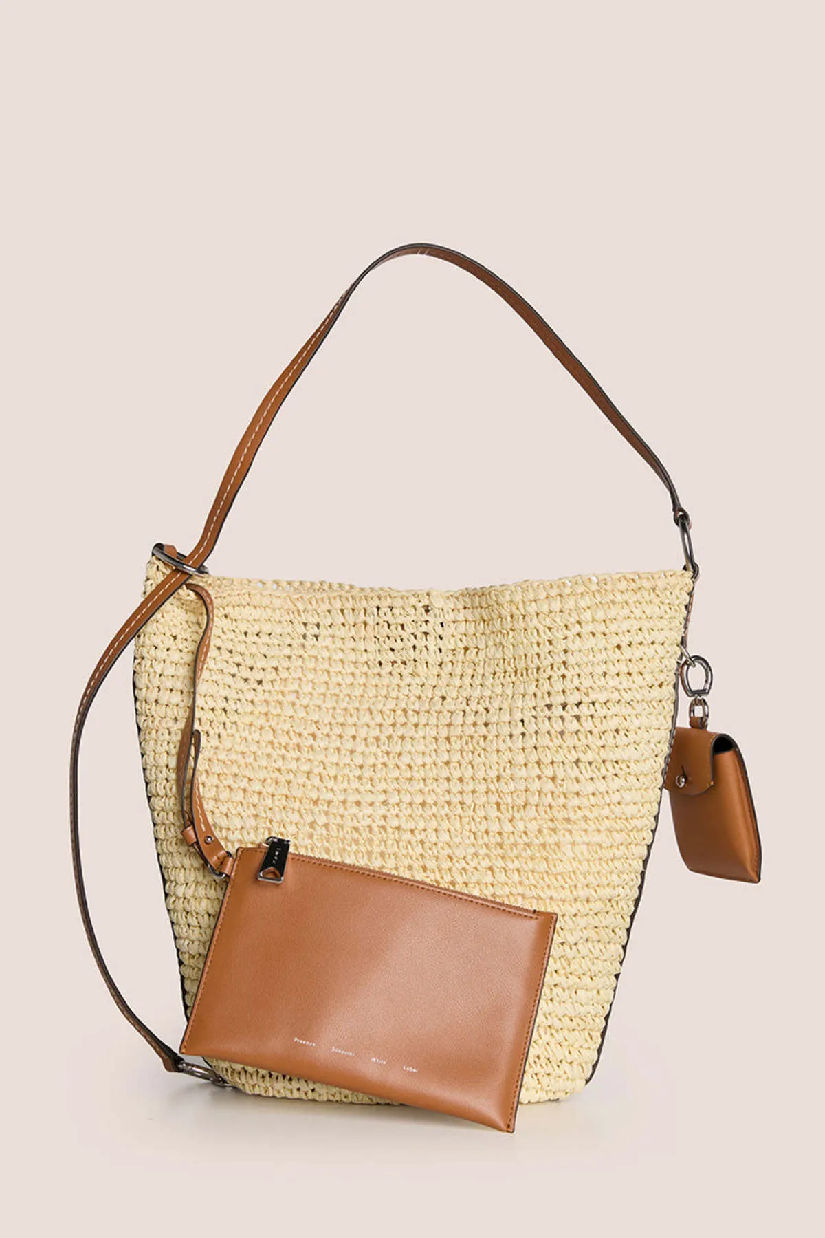 Raffia Bucket Bag - Light Beige