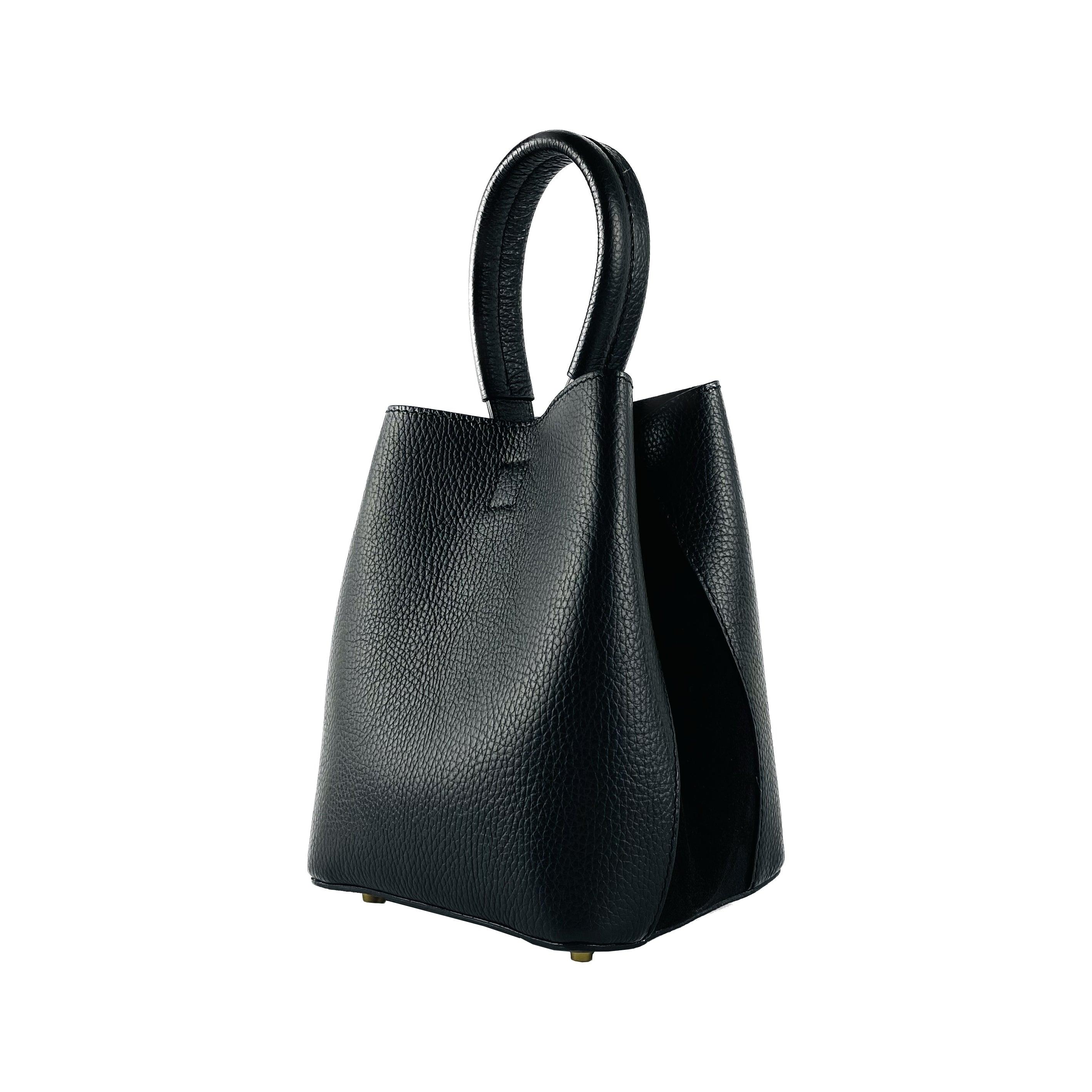 RB1006A | Women's Bucket Bag with Shoulder Bag in Genuine Leather | 16 x 14 x 21 cm