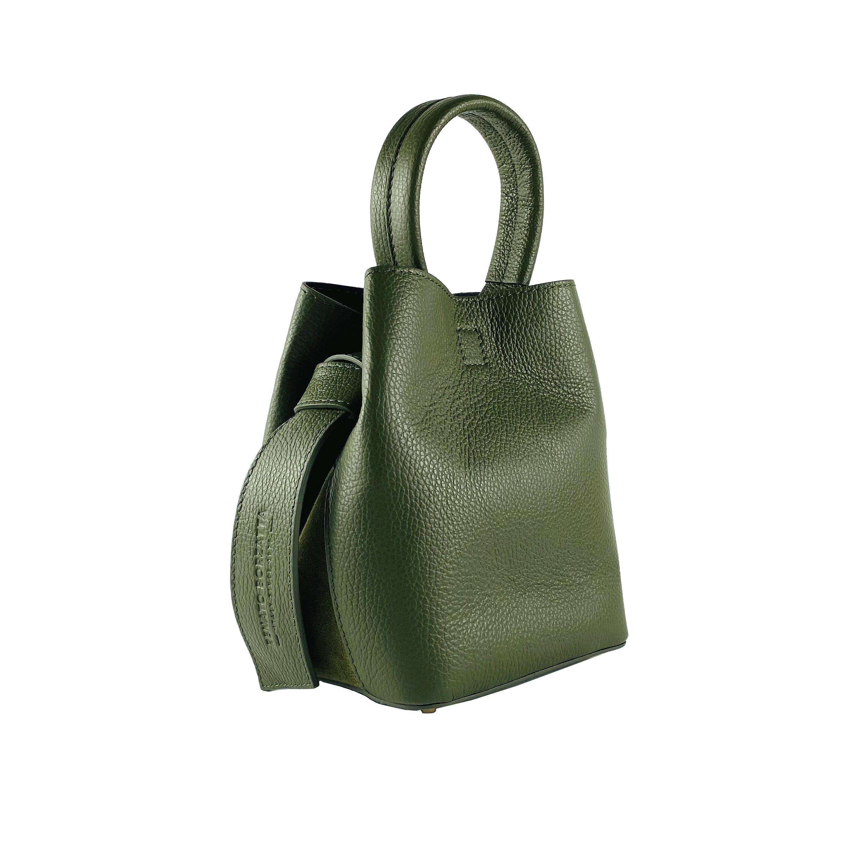 RB1006E | Women's Bucket Bag with Shoulder Bag in Genuine Leather | 16 x 14 x 21 cm