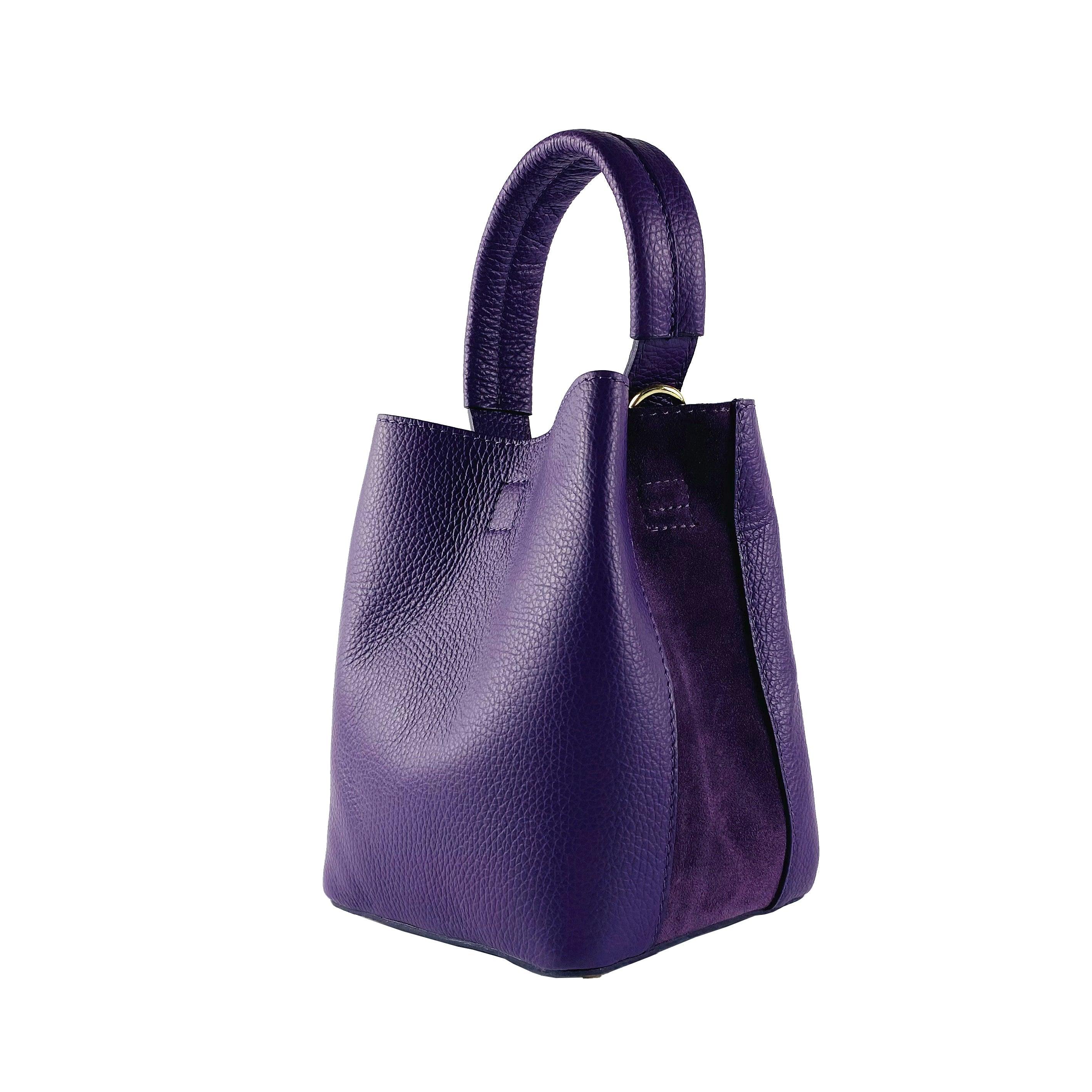 RB1006Y | Women's Bucket Bag with Shoulder Bag in Genuine Leather | 16 x 14 x 21 cm