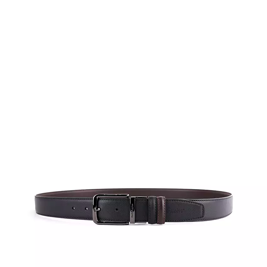 Reza Pin Clip Reversible Men's Belt - Black & Dark Brown