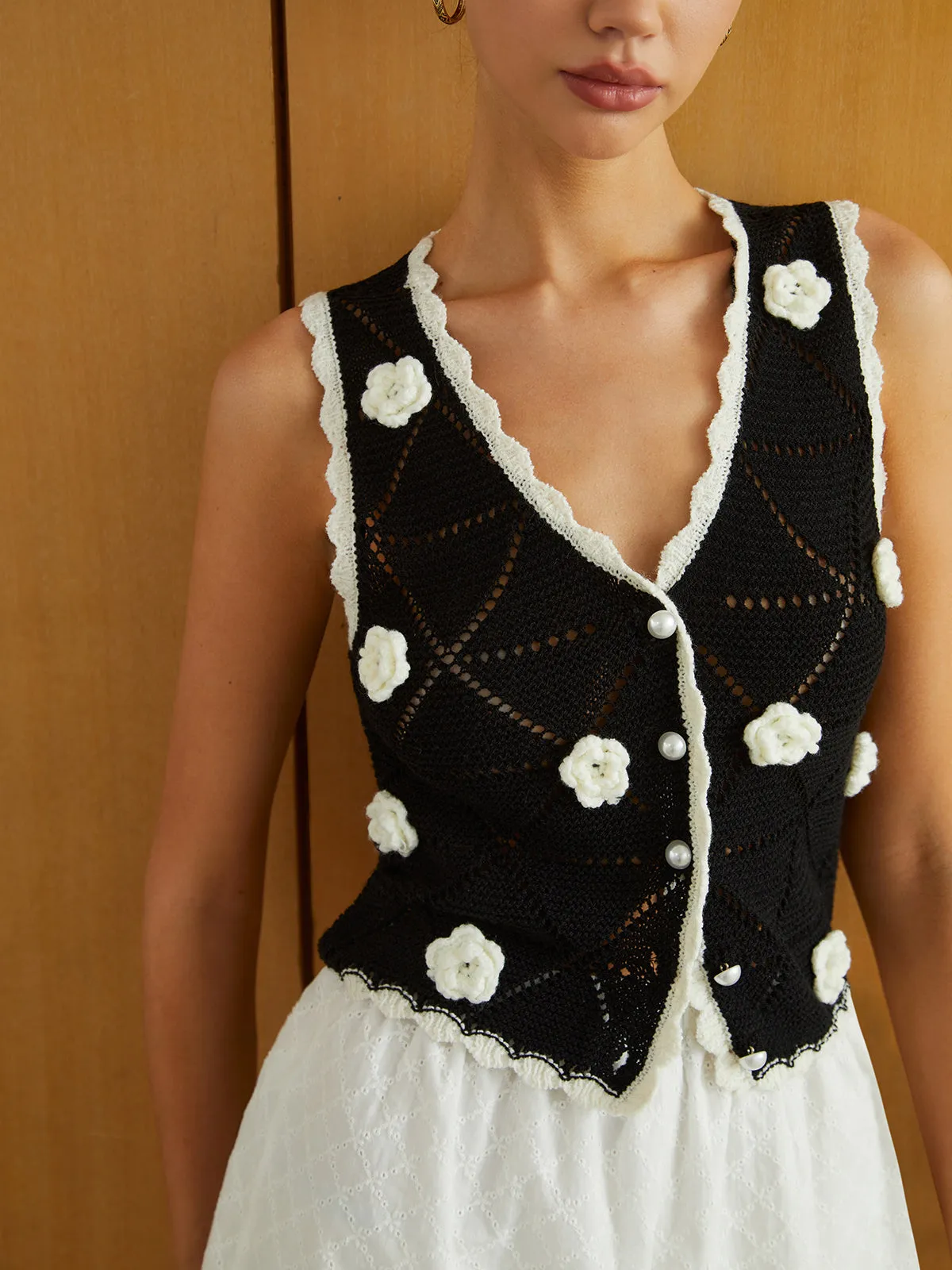 Rosette Decor Sweater Vest