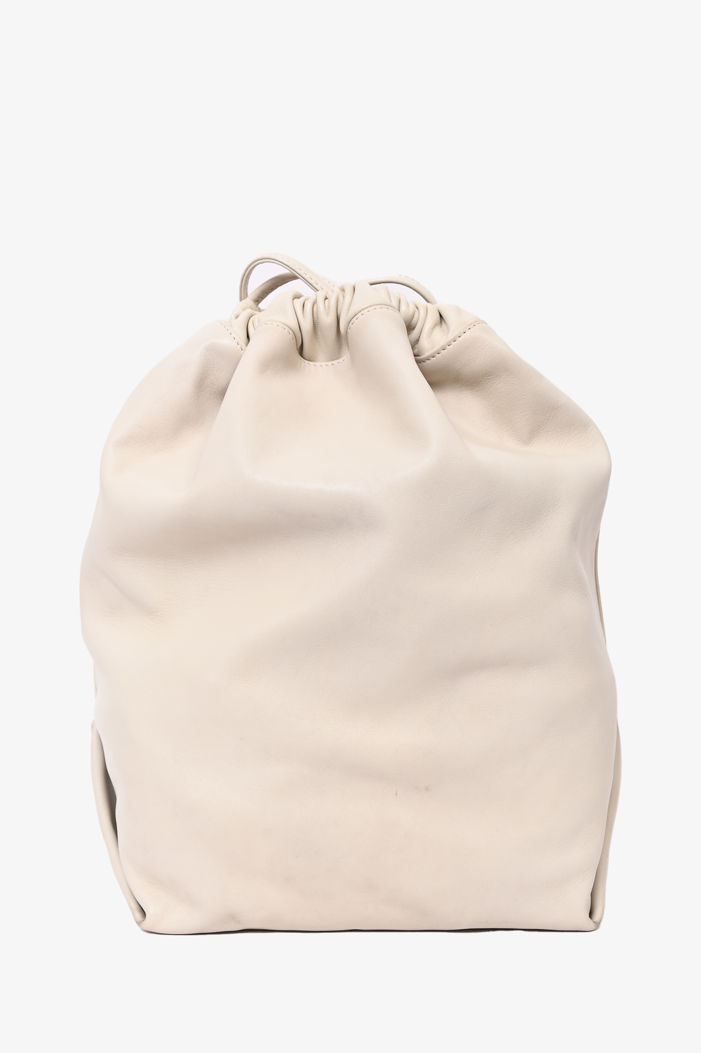 Saint Laurent 2019 Light Grey Leather 'Teddy' Bucket Bag With Suede Pouch