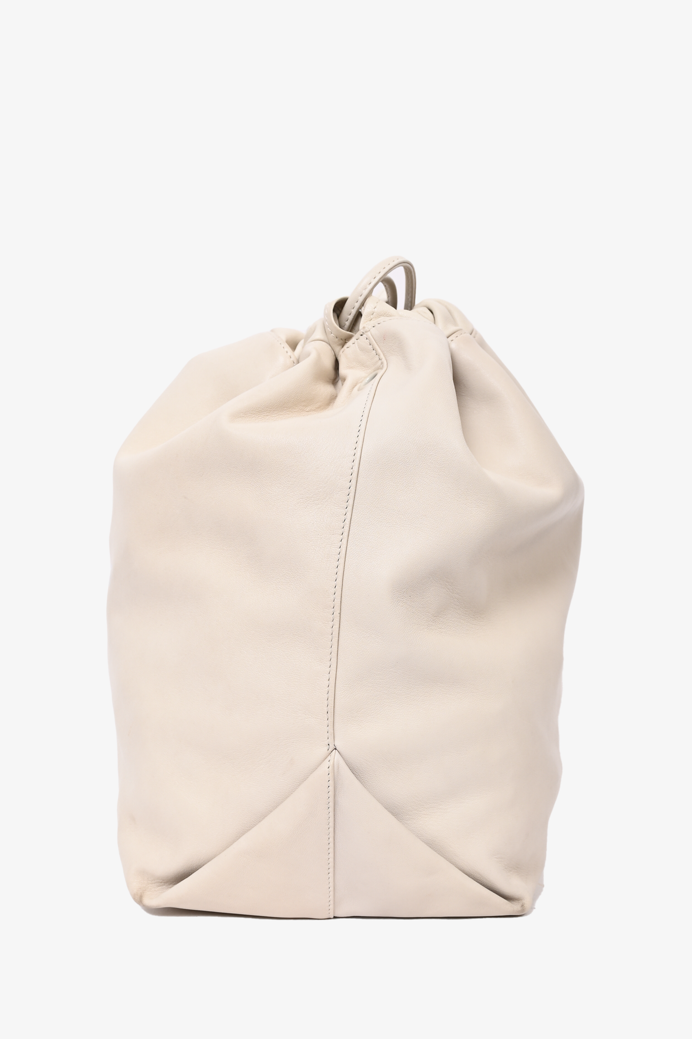 Saint Laurent 2019 Light Grey Leather 'Teddy' Bucket Bag With Suede Pouch