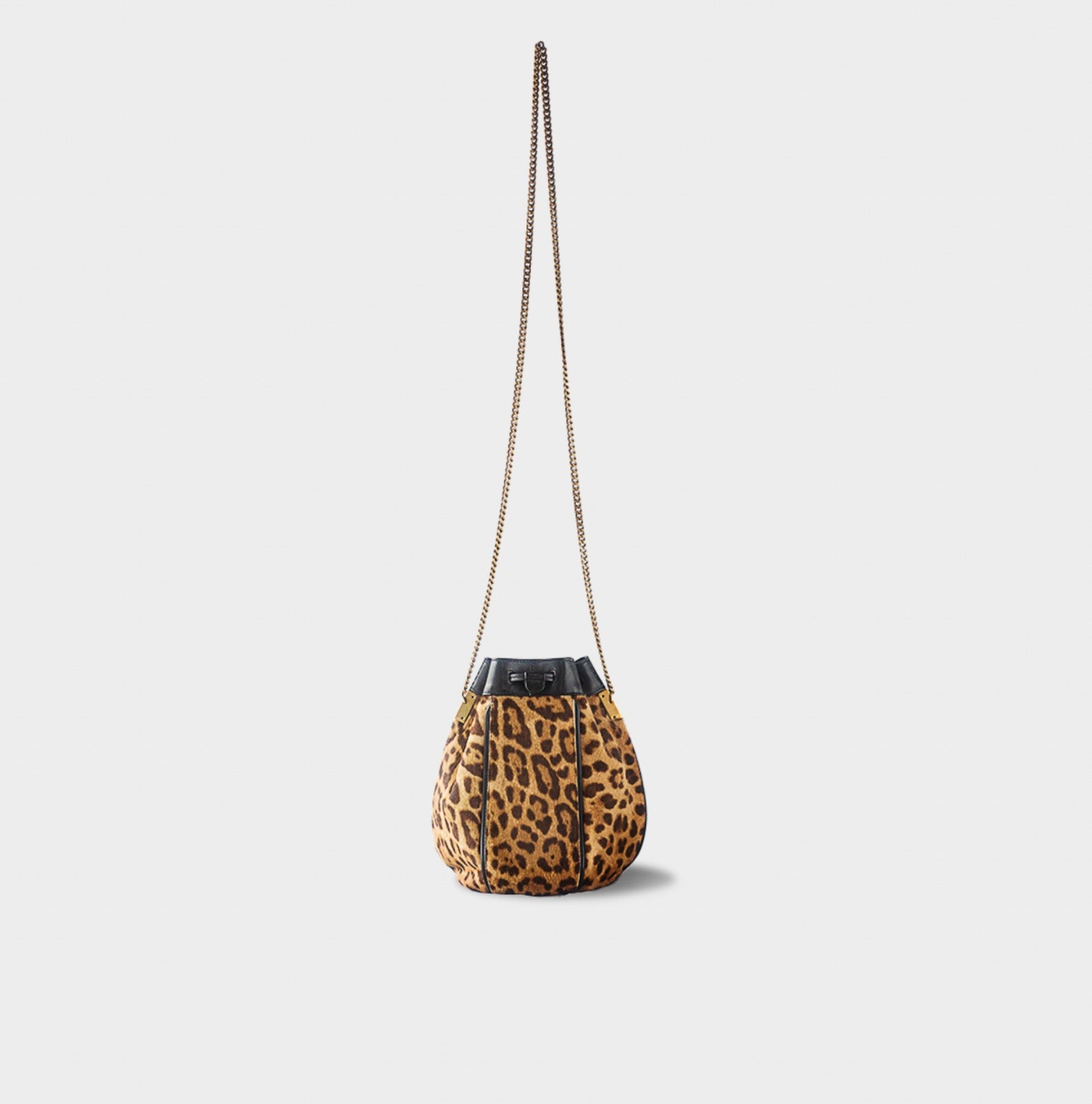 SAINT LAURENT - TALITHA LÉOPARD PRINT FUR BUCKET BAG