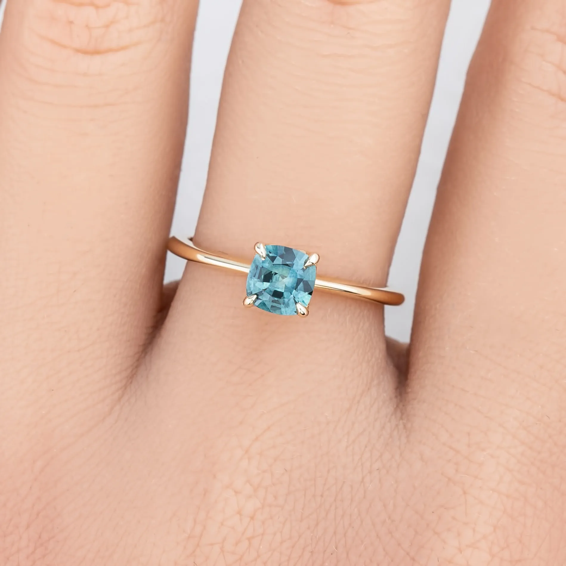 Sara Ring 0.81ct Teal Blue Montana Sapphire, 14K Yellow Gold (One of a kind)