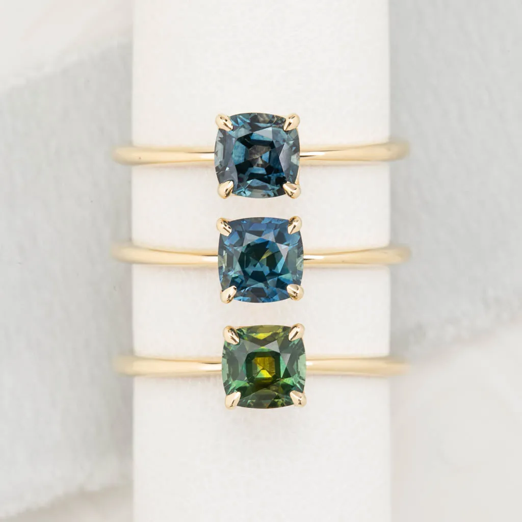 Sara Ring 0.81ct Teal Blue Montana Sapphire, 14K Yellow Gold (One of a kind)