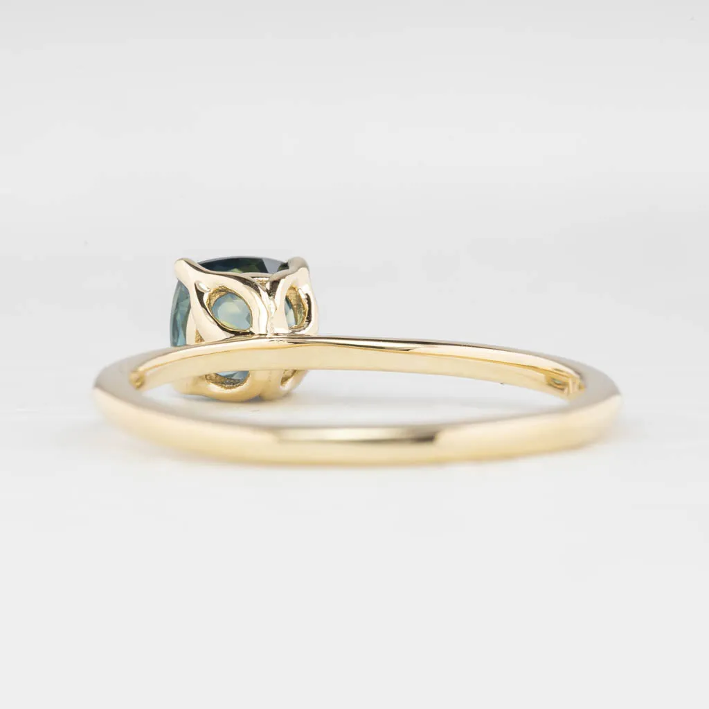 Sara Ring 0.81ct Teal Blue Montana Sapphire, 14K Yellow Gold (One of a kind)