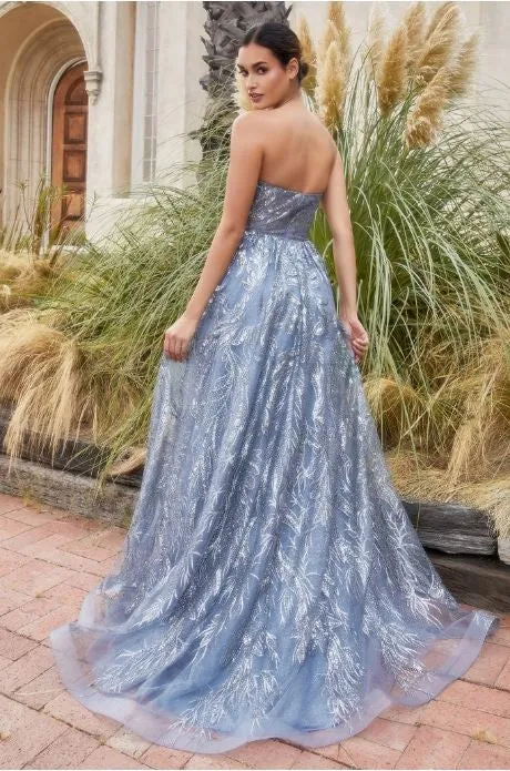 Shimmer Leaf Motif Ball Gown With Matching Shawl