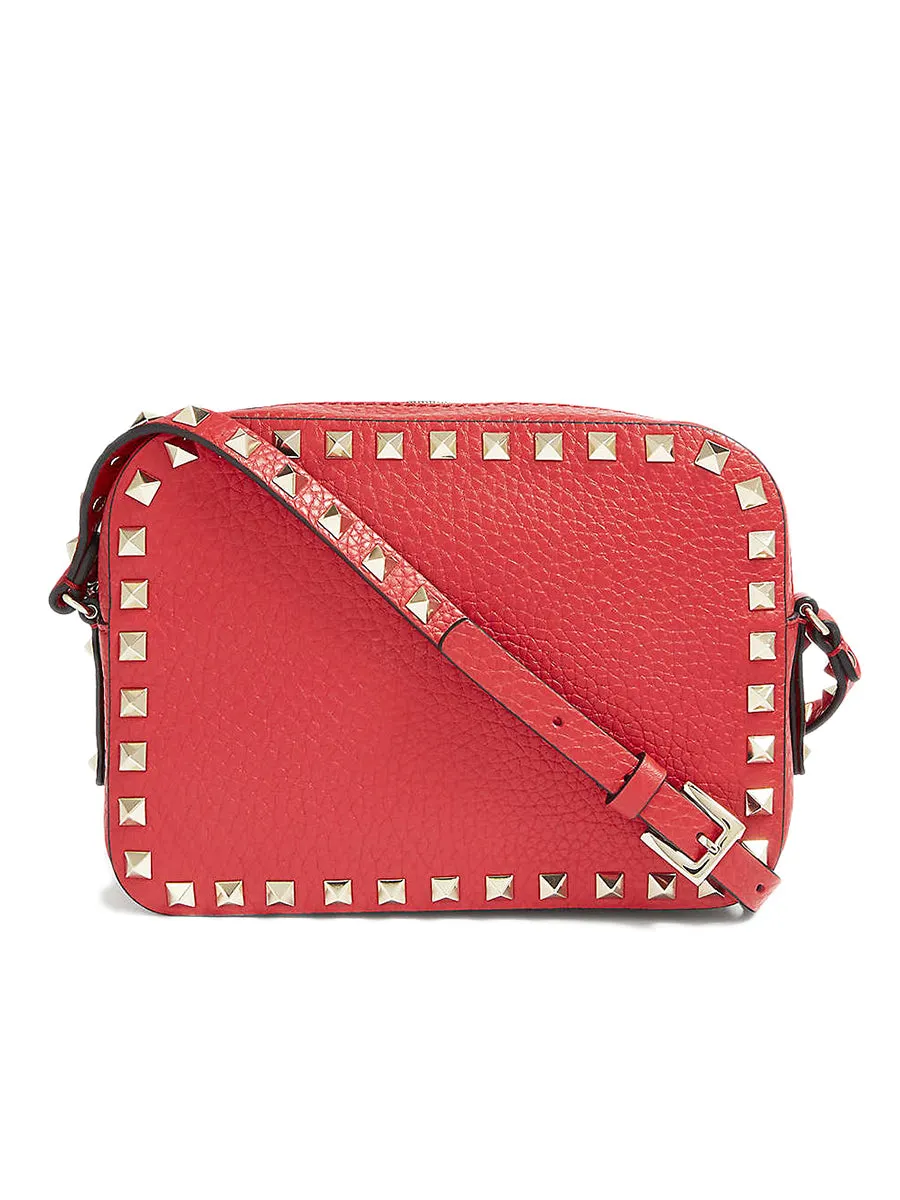 Small Rockstud Crossbody Bag in Grained Leather