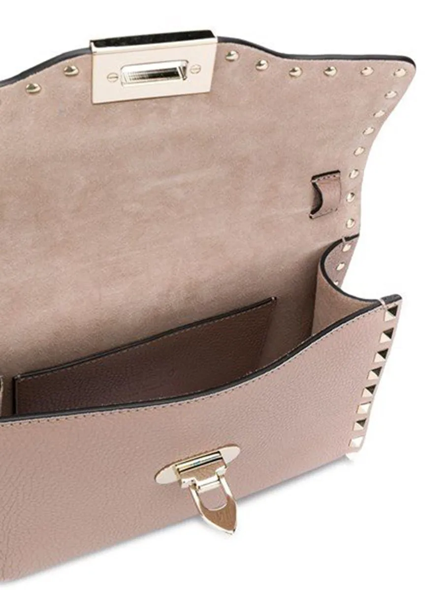 Small Rockstud Grainy Calfskin Crossbody Bag