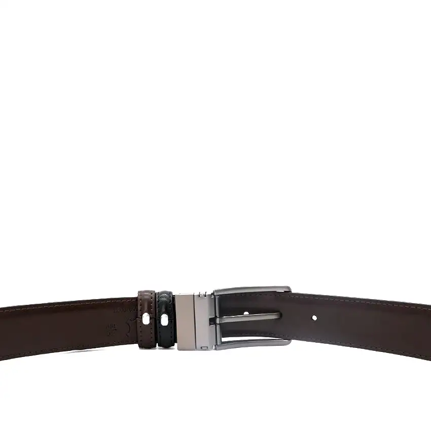 Steven Pin Clip Reversible Men's Belt - Black & Dark Brown