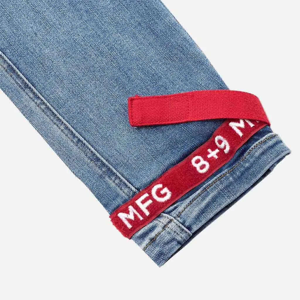 Strapped Up Slim Utility Medium Washed Jeans Red