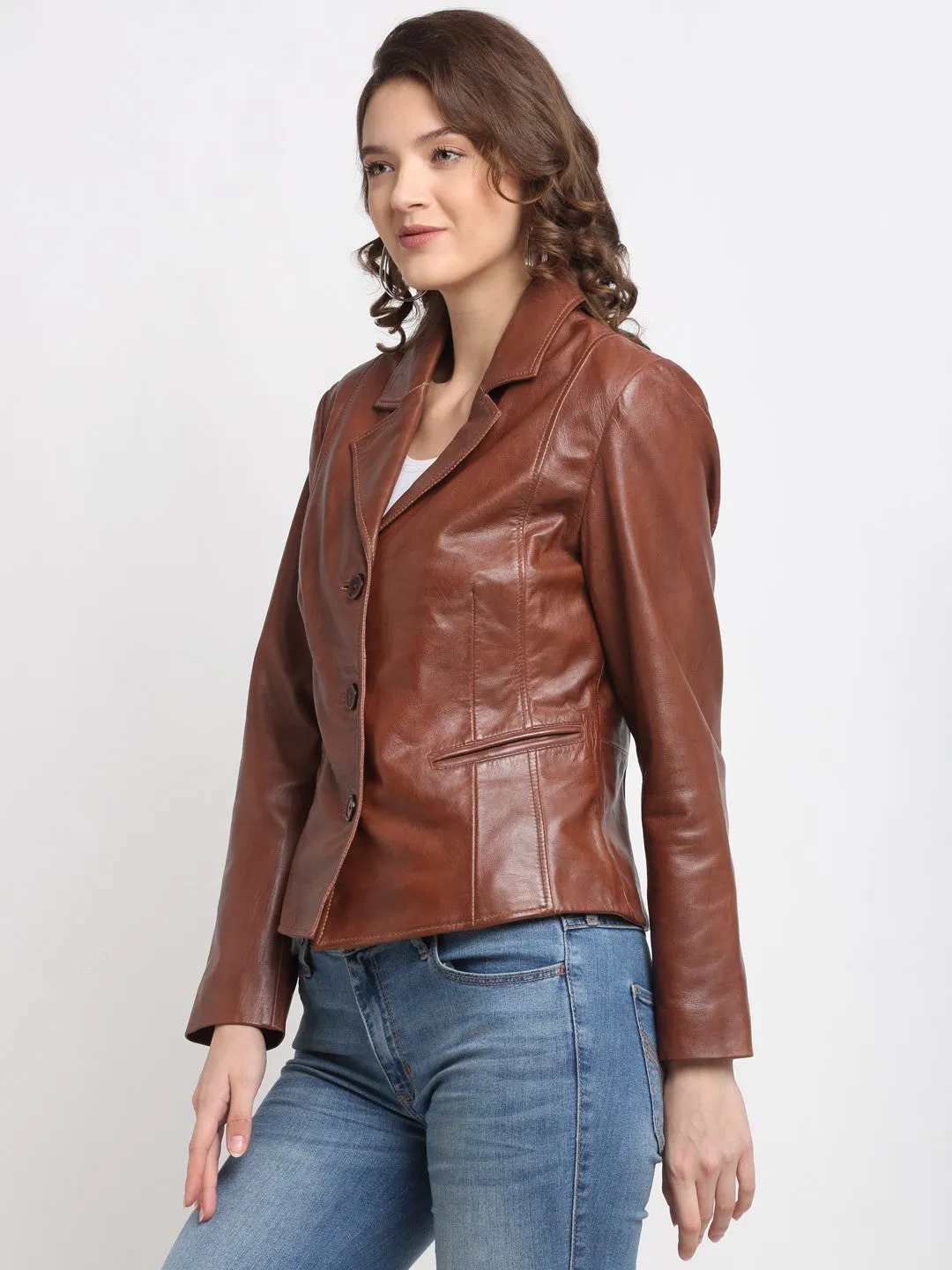 Teakwood Genuine Brown Leathers Women`s Jacket
