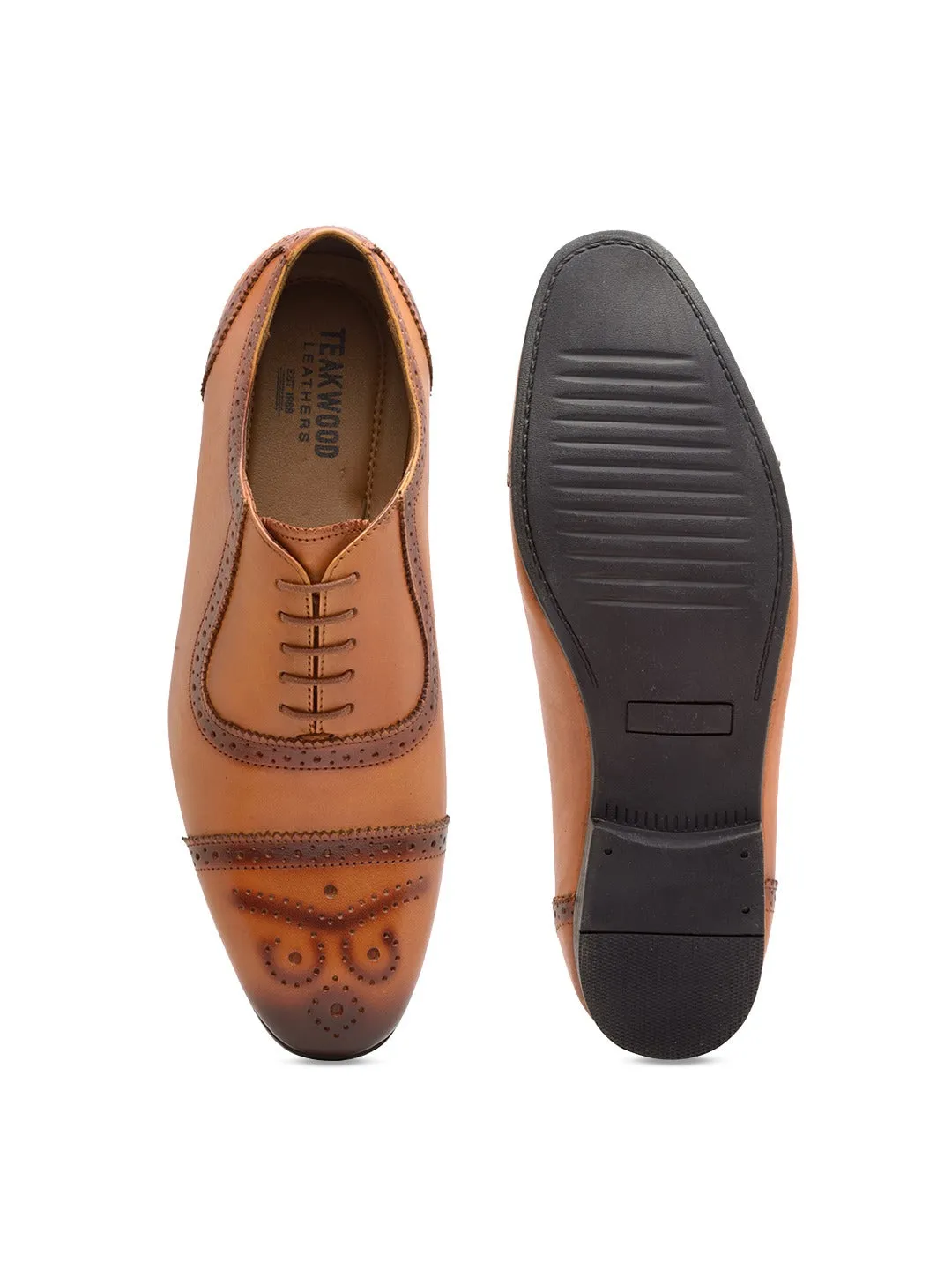 Teakwood Genuine Leathers Men Tan  Formal Oxfords Shoes