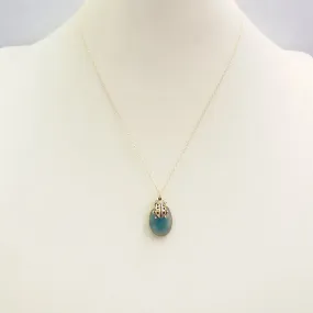 Teal Blue Agate Oval Single Pendant