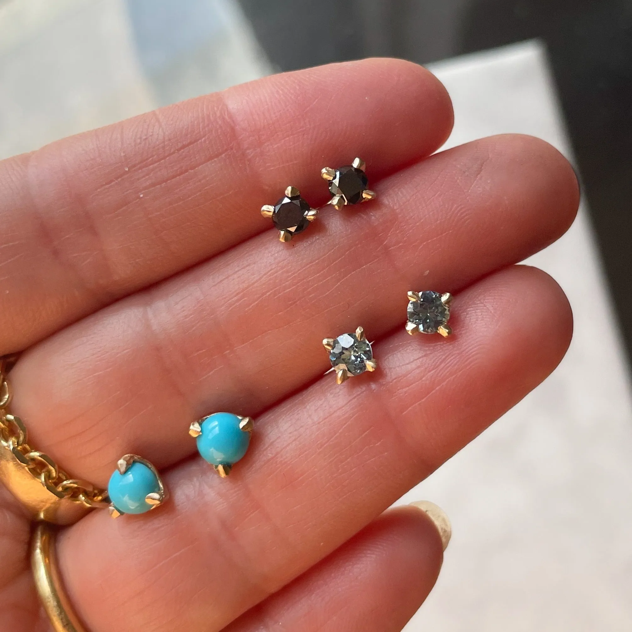 Teal Blue Sapphire Sloan Studs