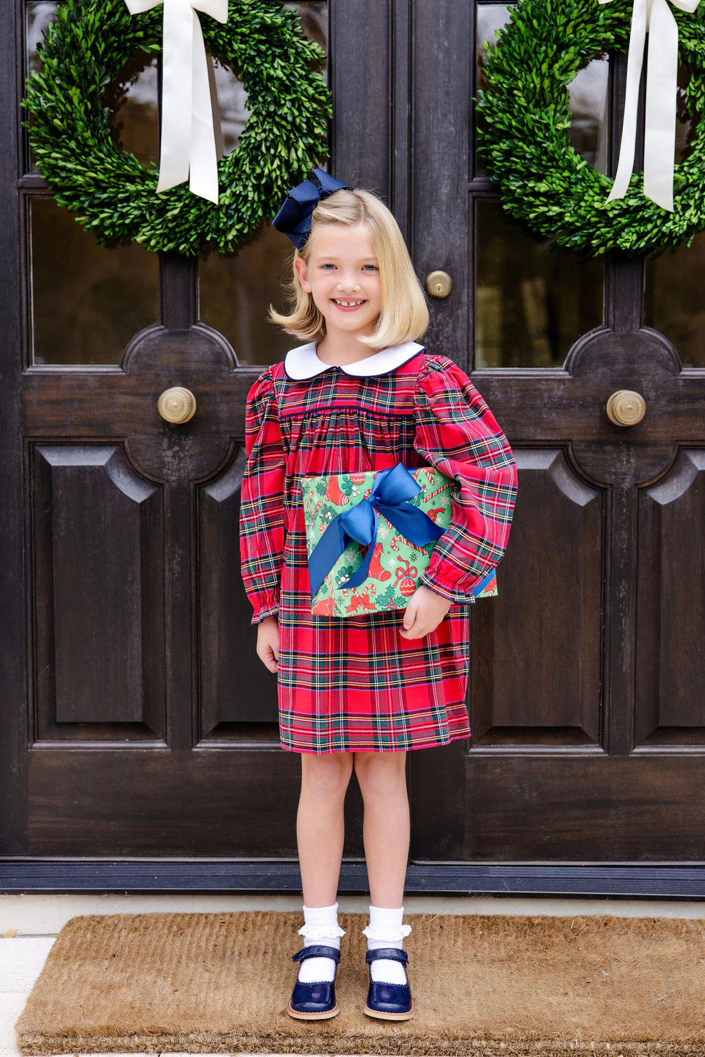 The Beaufort Bonnet Company - Society Prep Plaid Nantucket Navy Long Sleeve Maerin Fitz Frock - Flannel