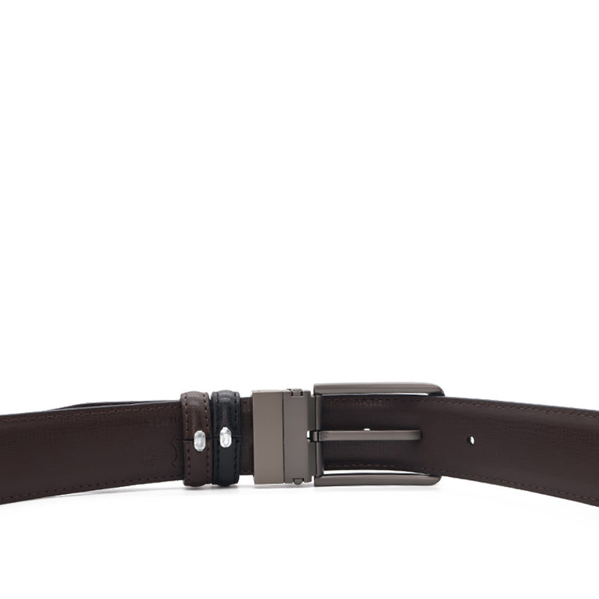 Van Pin Clip Reversible Men's Belt - Black & Dark Brown