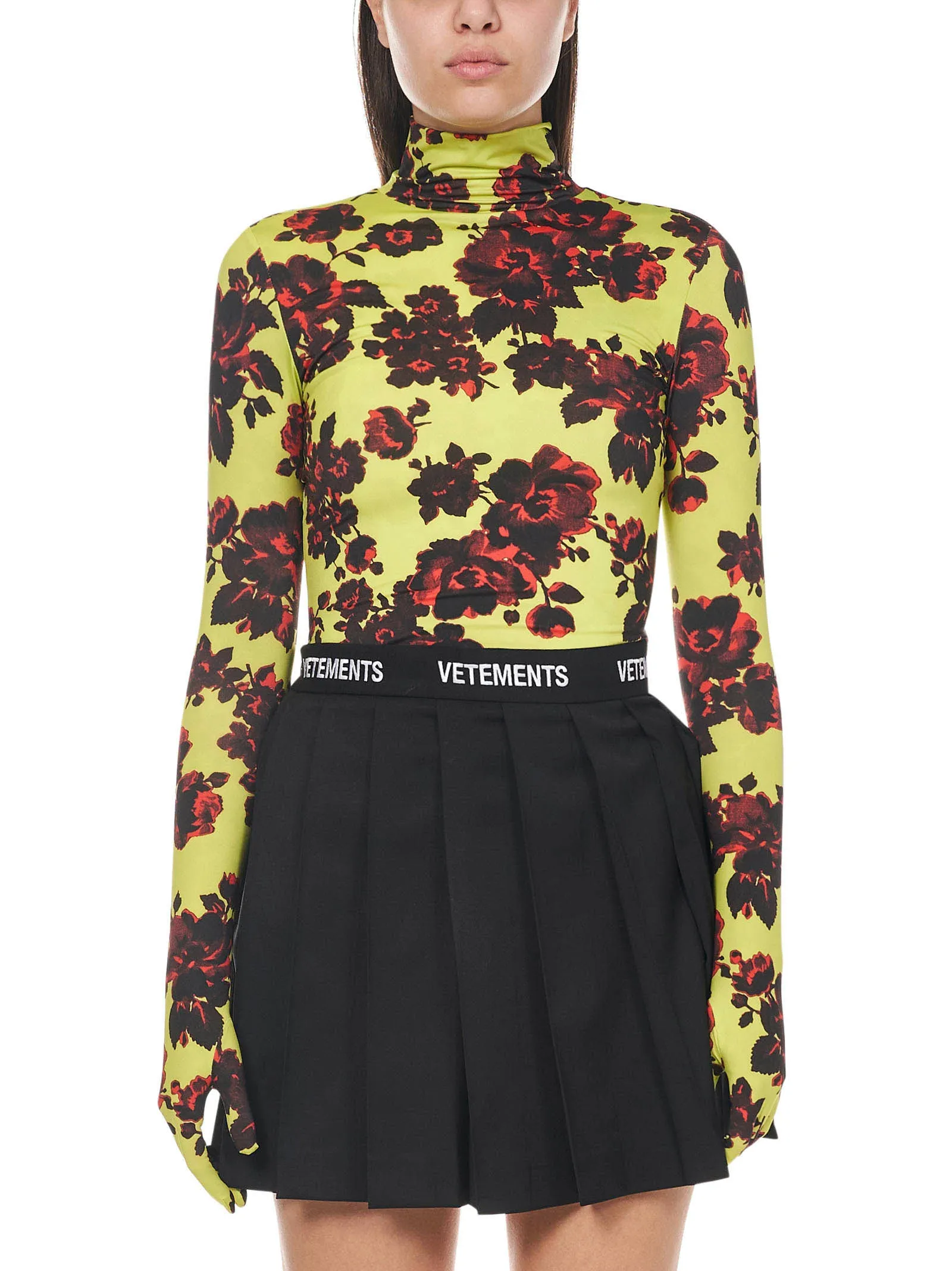 Vetements Floral Printed Glove-Sleeved Top