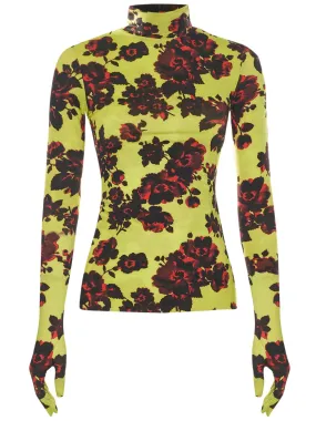 Vetements Floral Printed Glove-Sleeved Top