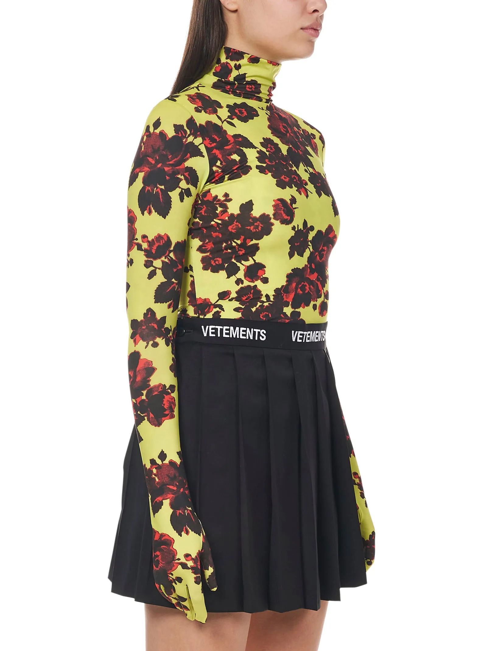 Vetements Floral Printed Glove-Sleeved Top