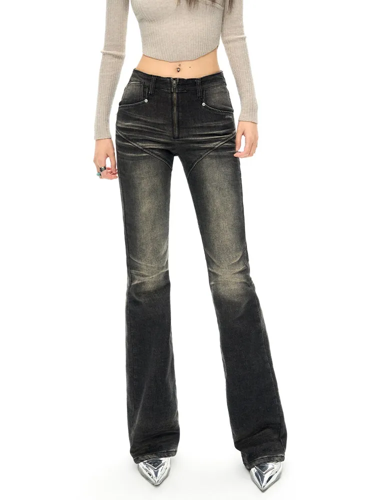 Washed Slimming Stretch Straight Jeans