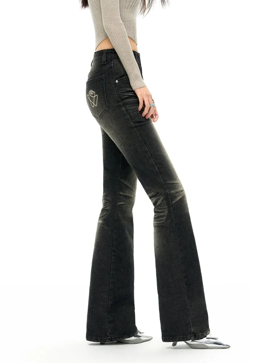 Washed Slimming Stretch Straight Jeans