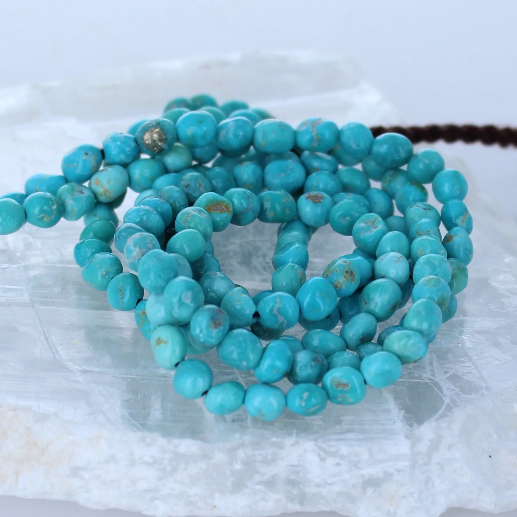 White Water Turquoise Beads 5.6mm Teal Round Blue