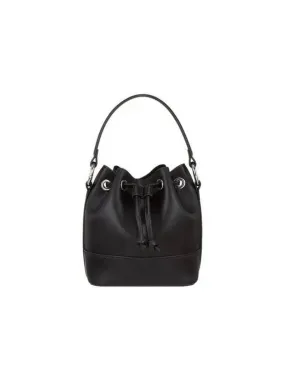 Women s embossed logo leather bucket bag black 271726