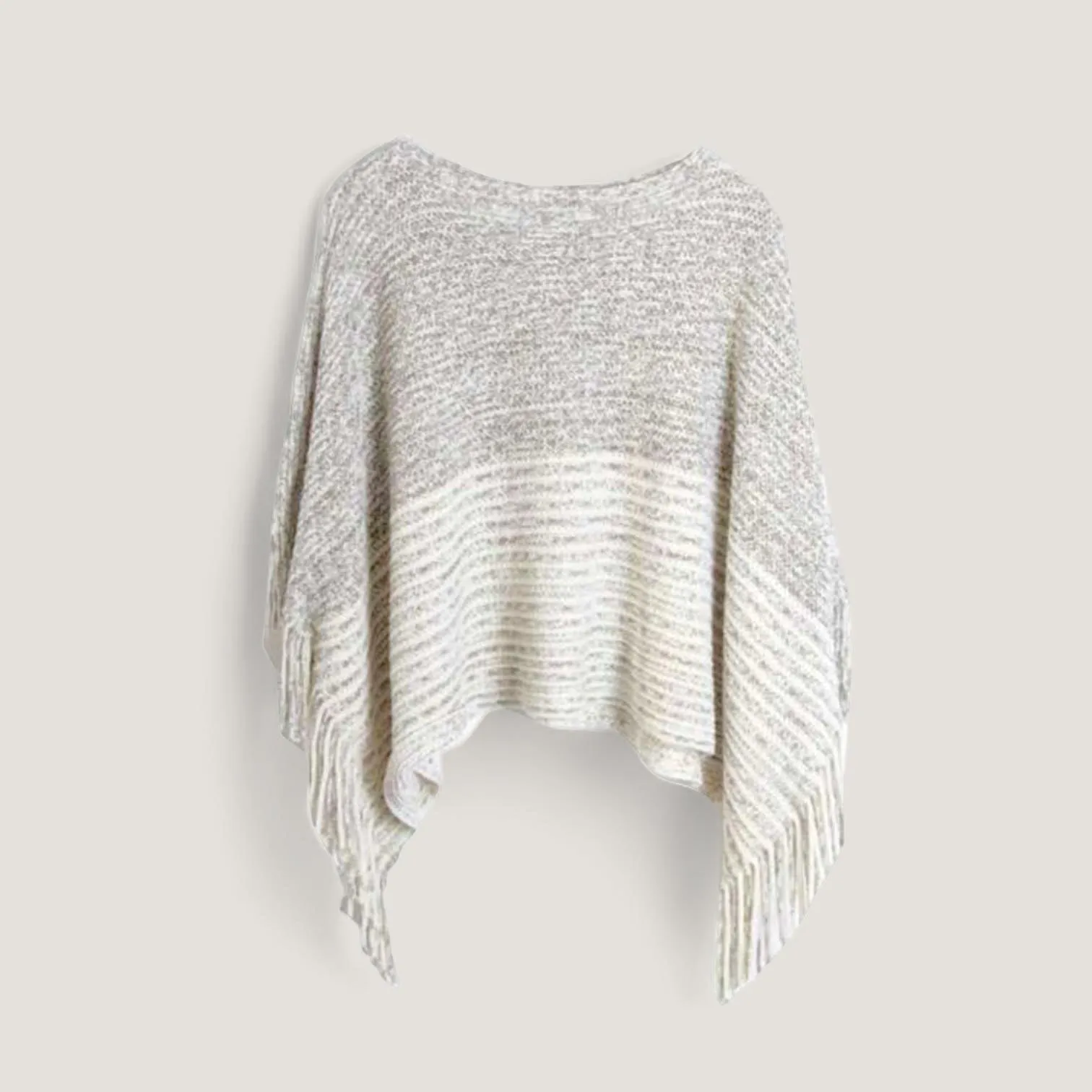 WRAP Knitted Tassel Stripes Shawl Overlay