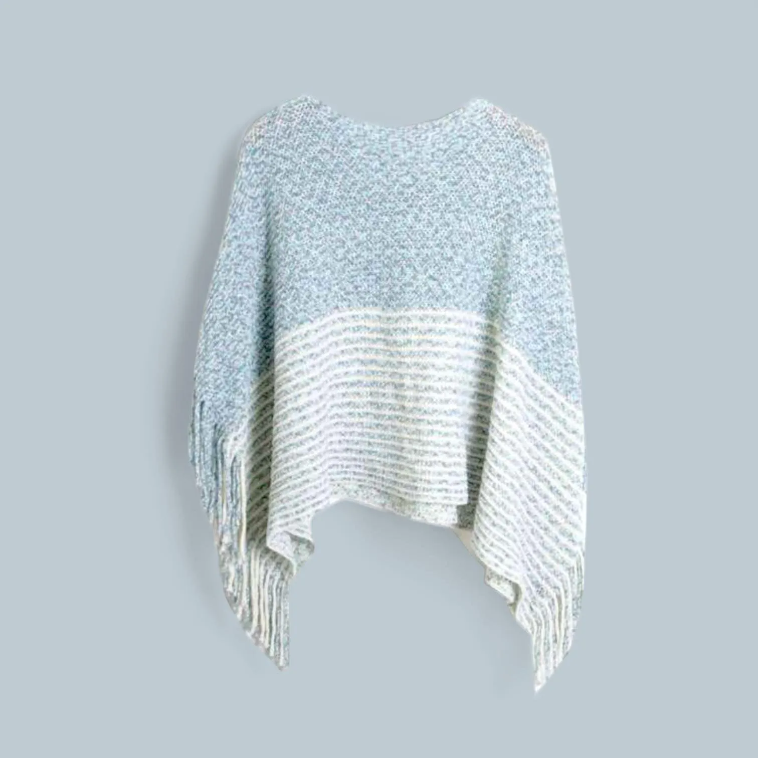 WRAP Knitted Tassel Stripes Shawl Overlay