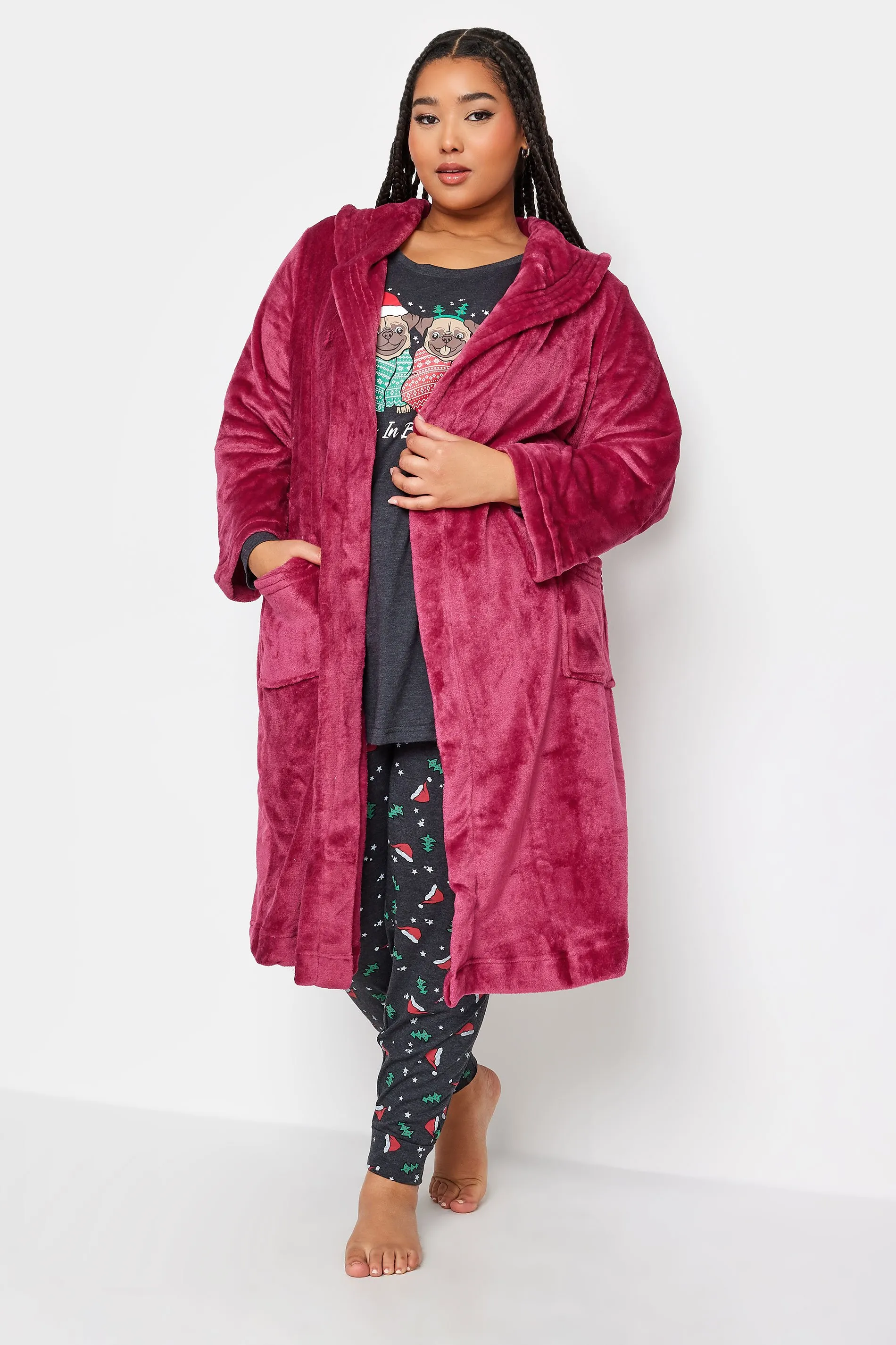 YOURS Curve Red Essential Shawl Dressing Gown